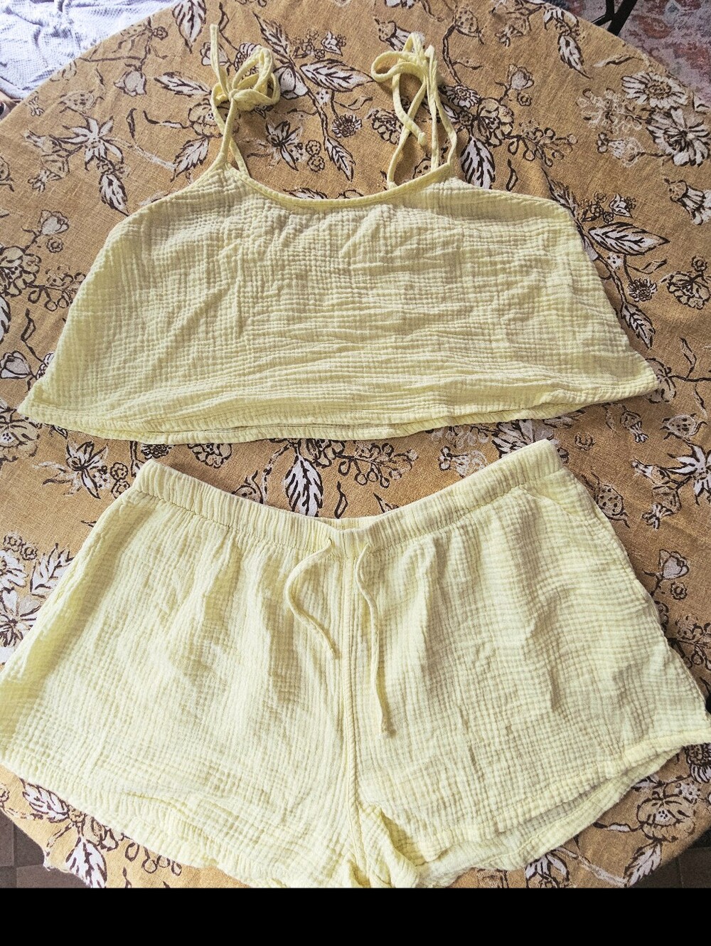 Colsie 2-Piece Cotton Gauze Lounge Set - Butter Yellow (Size XL)